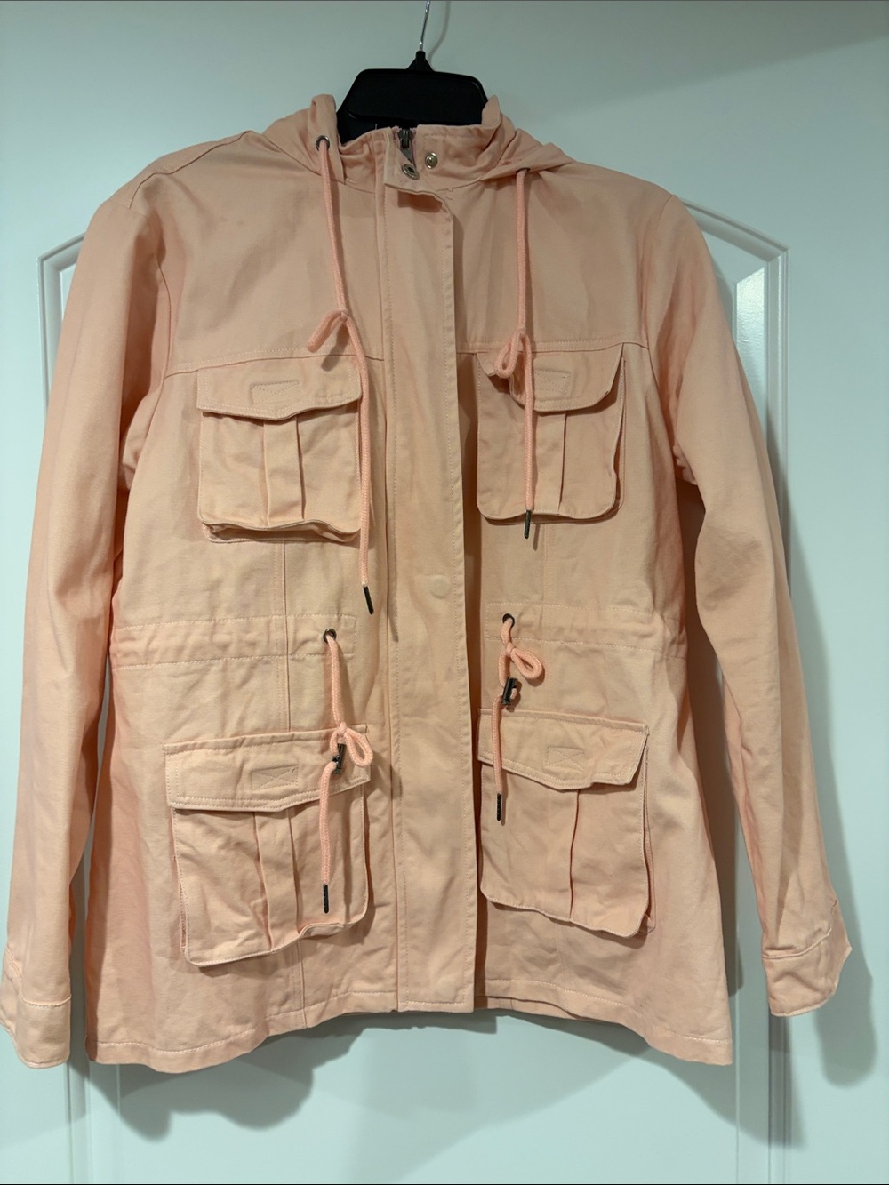 Women's Light Peach Utility Hooded Jacket